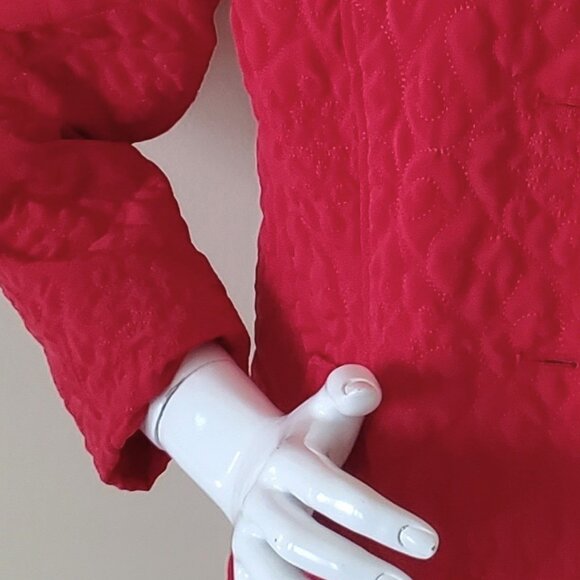 Mountain Lake Women's Cherry Red Quilted Lined Button-Down Jacket SZ S Petite - Picture 6 of 9